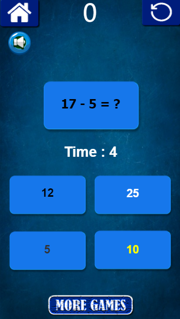 Mad Minute Math Subtraction is a Cool Math Game